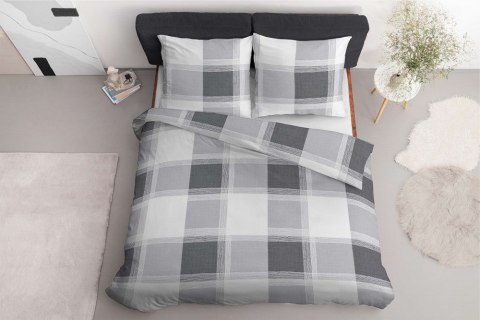 Pościel bawełniana 220x200 kratka szara 4459 B bawełna 40 Pościel bawełniana 220x200 kratka szara 4459 B bawełna 40