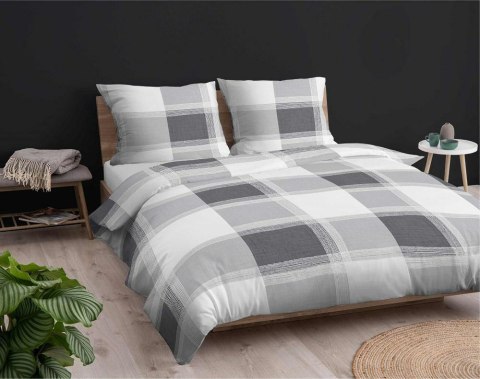 Pościel bawełniana 220x200 kratka szara 4459 B bawełna 40 Pościel bawełniana 220x200 kratka szara 4459 B bawełna 40