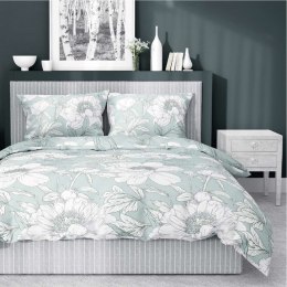 Pościel bawełniana 220x200 miętowa kwiaty 4461 B bawełna 40