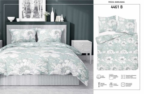 Pościel bawełniana 220x200 miętowa kwiaty 4461 B bawełna 40 Pościel bawełniana 220x200 miętowa kwiaty 4461 B bawełna 40
