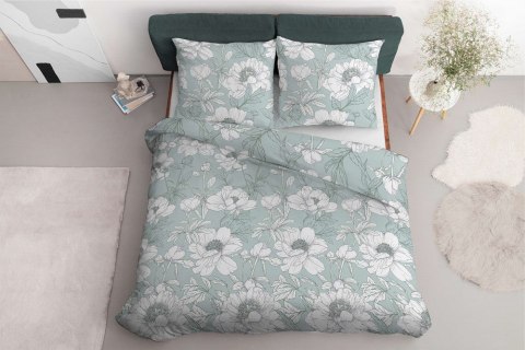 Pościel bawełniana 220x200 miętowa kwiaty 4461 B bawełna 40 Pościel bawełniana 220x200 miętowa kwiaty 4461 B bawełna 40