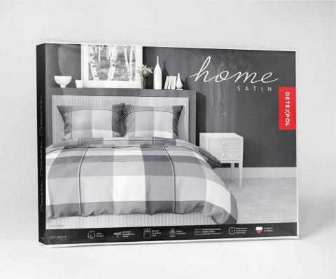 Pościel satynowa 180x200 4533 B szara biała krata Home Satin 131 Pościel satynowa 180x200 4533 B szara biała krata Home Satin 131