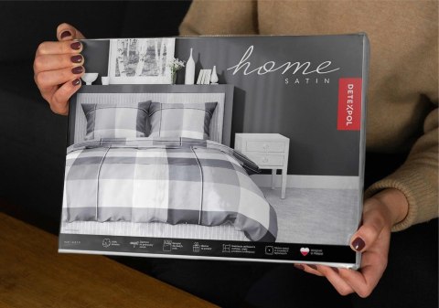 Pościel satynowa 180x200 4533 B szara biała krata Home Satin 131 Pościel satynowa 180x200 4533 B szara biała krata Home Satin 131
