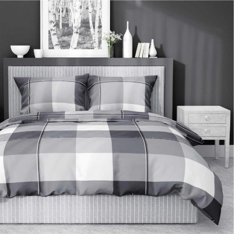 Pościel satynowa 180x200 4533 B szara biała krata Home Satin 131 Pościel satynowa 180x200 4533 B szara biała krata Home Satin 131