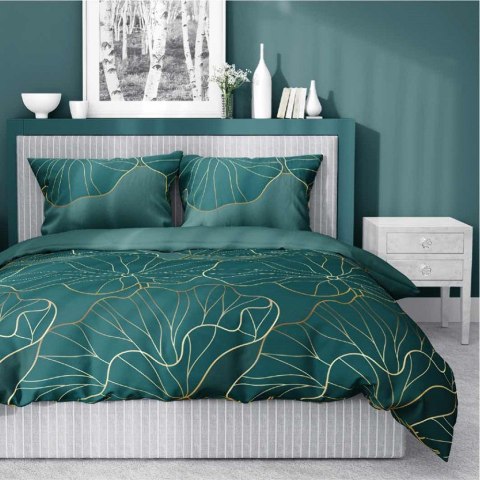 Pościel satynowa 180x200 4591 A zielona złota liście miłorzębu Home Satin 131 Pościel satynowa 180x200 4591 A zielona złota liście miłorzębu Home Satin 131