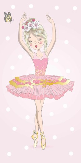 Ręcznik plażowy 70x140 Ballerina różowy bawełniany dziecięcy August 23