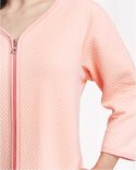 Szlafrok damski 214 XL morelowy podomka na suwak z kieszeniami z wytłaczanym wzorem bawełniany rękaw 7/8 Szlafrok damski 214 XL morelowy podomka na suwak z kieszeniami z wytłaczanym wzorem bawełniany rękaw 7/8