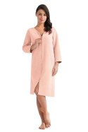Szlafrok damski 214 XL morelowy podomka na suwak z kieszeniami z wytłaczanym wzorem bawełniany rękaw 7/8 Szlafrok damski 214 XL morelowy podomka na suwak z kieszeniami z wytłaczanym wzorem bawełniany rękaw 7/8
