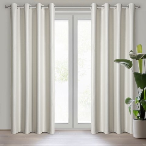 Zasłona 140x250 Selina kremowa zaciemniająca z błyszczącą nicią gotowa na przelotkach Eurofirany Zasłona 140x250 Selina kremowa zaciemniająca z błyszczącą nicią gotowa na przelotkach Eurofirany