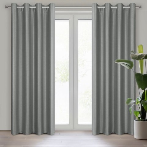 Zasłona 140x250 Selina stalowa zaciemniająca z błyszczącą nicią gotowa na przelotkach Eurofirany Zasłona 140x250 Selina stalowa zaciemniająca z błyszczącą nicią gotowa na przelotkach Eurofirany