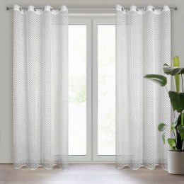 Firana gotowa 140x250 Lily biała o strukturze siatki gotowa na przelotakch Eurofirany