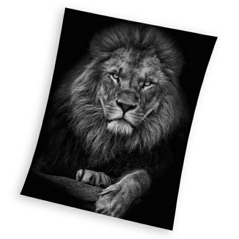 Koc narzuta z mikrofibry 150x200 Lew czarny szary 4081 C23 Koc narzuta z mikrofibry 150x200 Lew czarny szary 4081 C23