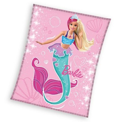 Koc z mikrofibry 130x170 Barbie lalka różowy 4166 C23 Koc z mikrofibry 130x170 Barbie lalka różowy 4166 C23