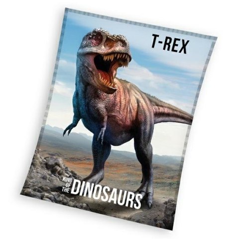 Koc z mikrofibry 130x170 T-rex dinozaur niebieski 4128 C23 Koc z mikrofibry 130x170 T-rex dinozaur niebieski 4128 C23