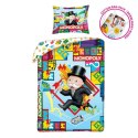 Pościel bawełniana 140x200 Monopoly + worek bawełniany poszewka 70x90 1103BL Halantex Pościel bawełniana 140x200 Monopoly + worek bawełniany poszewka 70x90 1103BL Halantex
