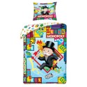 Pościel bawełniana 140x200 Monopoly + worek bawełniany poszewka 70x90 1103BL Halantex Pościel bawełniana 140x200 Monopoly + worek bawełniany poszewka 70x90 1103BL Halantex