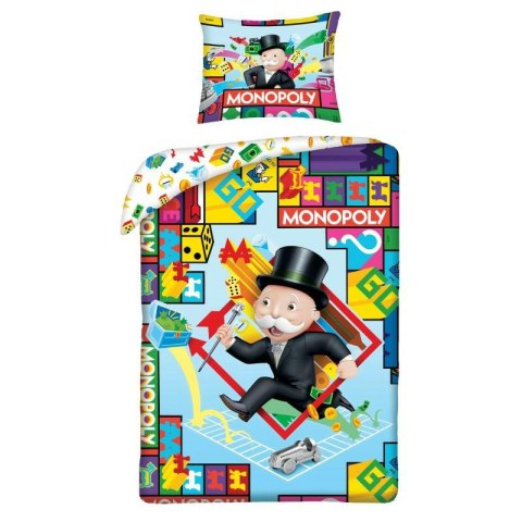 Pościel bawełniana 140x200 Monopoly + worek bawełniany poszewka 70x90 1103BL Halantex Pościel bawełniana 140x200 Monopoly + worek bawełniany poszewka 70x90 1103BL Halantex