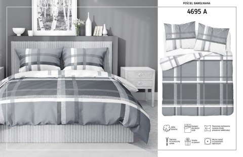 Pościel bawełniana 220x200 Kratka szara 4695 A bawełna 40 Pościel bawełniana 220x200 Kratka szara 4695 A bawełna 40