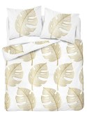 Pościel bawełniana 220x200 Liście biała złota 4690 A bawełna 40 Pościel bawełniana 220x200 Liście biała złota 4690 A bawełna 40