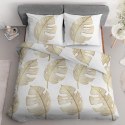 Pościel bawełniana 220x200 Liście biała złota 4690 A bawełna 40 Pościel bawełniana 220x200 Liście biała złota 4690 A bawełna 40