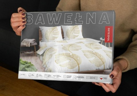 Pościel bawełniana 220x200 Liście biała złota 4690 A bawełna 40 Pościel bawełniana 220x200 Liście biała złota 4690 A bawełna 40