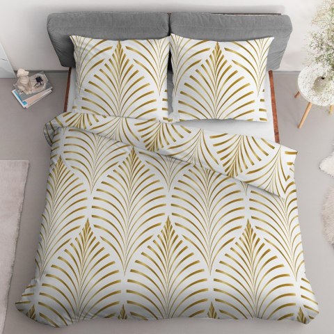 Pościel bawełniana 220x200 Liście biała złota 4694 A bawełna 40 Pościel bawełniana 220x200 Liście biała złota 4694 A bawełna 40