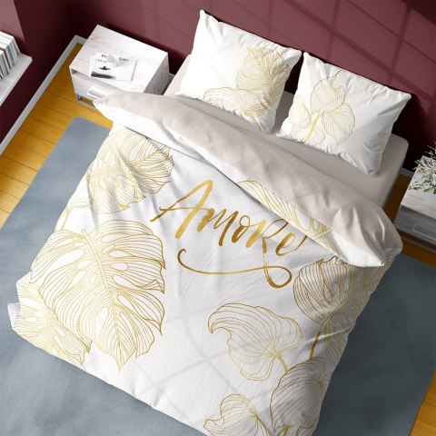 Pościel bawełniana 220x200 biała złota Amore 4718 A Holland Home 71 Pościel bawełniana 220x200 biała złota Amore 4718 A Holland Home 71