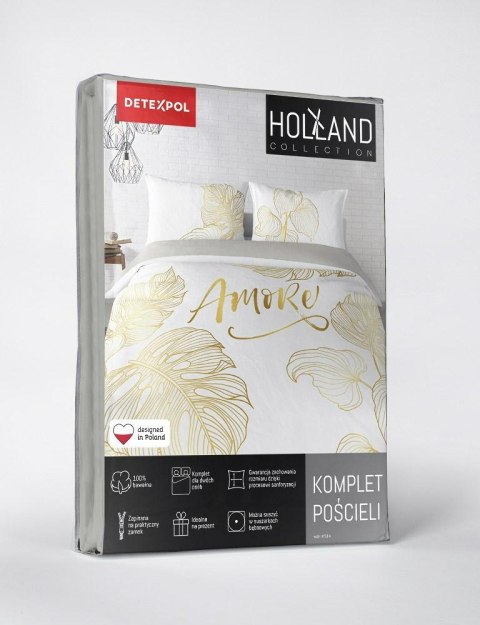 Pościel bawełniana 220x200 biała złota Amore 4718 A Holland Home 71 Pościel bawełniana 220x200 biała złota Amore 4718 A Holland Home 71