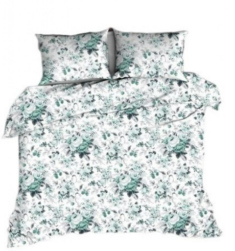 Pościel flanelowa 140x200 biała róże szare miętowe 1054 Flanela Max zapinana na guziki Pościel flanelowa 140x200 biała róże szare miętowe 1054 Flanela Max zapinana na guziki
