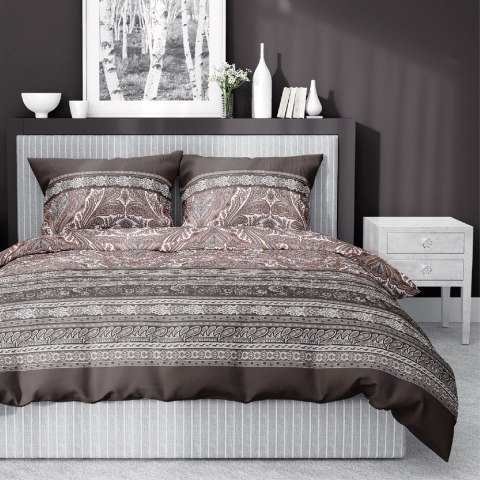 Pościel satynowa 160x200 brązowa ornamenty 4606 B Home Satin 131 Pościel satynowa 160x200 brązowa ornamenty 4606 B Home Satin 131