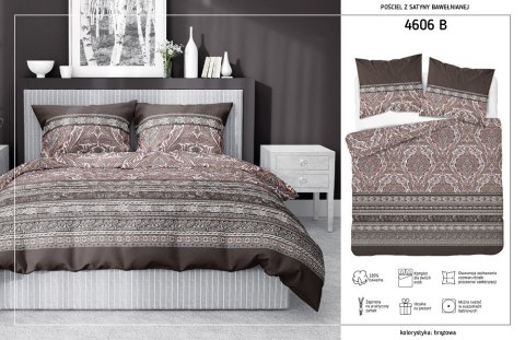 Pościel satynowa 160x200 brązowa ornamenty 4606 B Home Satin 131 Pościel satynowa 160x200 brązowa ornamenty 4606 B Home Satin 131