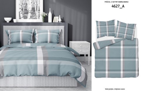 Pościel satynowa 220x200 miętowa krata 4627 A Home Satin 131 Pościel satynowa 220x200 miętowa krata 4627 A Home Satin 131