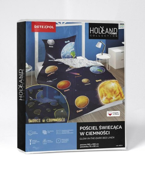 Pościel świecąca w ciemności 140x200 Kosmos planety granatowa kolorowa 4639 A Fluo 76 Pościel świecąca w ciemności 140x200 Kosmos planety granatowa kolorowa 4639 A Fluo 76