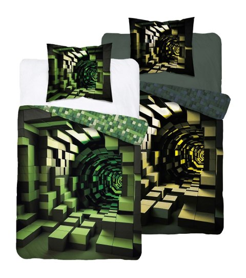 Pościel świecąca w ciemności 140x200 Pikselowy świat zielona 4634 A Fluo 35 Pościel świecąca w ciemności 140x200 Pikselowy świat zielona 4634 A Fluo 35