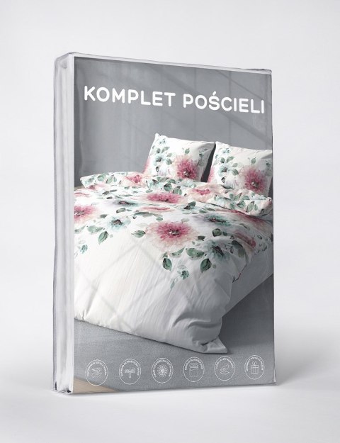Pościel z mikrofibry 160x200 Kwiaty biała różowa zielona 4587 A 30 Light Pościel z mikrofibry 160x200 Kwiaty biała różowa zielona 4587 A 30 Light