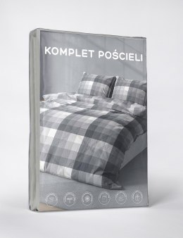 Pościel z mikrofibry 220x200 Kratka szara 4590 A 30 Light