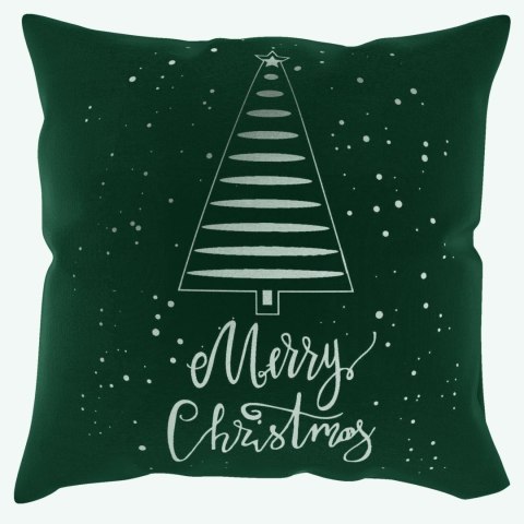 Poszewka świąteczna 45x45 Tree zielona butelkowa srebrna choinka Merry Christmas BN23 Poszewka świąteczna 45x45 Tree zielona butelkowa srebrna choinka Merry Christmas BN23