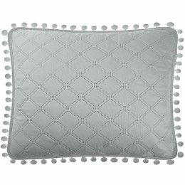 Poszewka z pomponami 50x70 Pompoo szara romby glamour dekoracyjna do narzuty