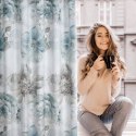 Zasłona 140x270 Vivian turkusowa beżowa kwiaty welurowa gotowa na taśmie Eurofirany