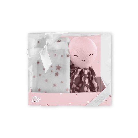Kocyk dziecięcy 80x100 różowy Ośmiorniczka + maskotka pluszak przytulanka Kocyk dziecięcy 80x100 różowy Ośmiorniczka + maskotka pluszak przytulanka