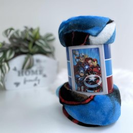 Kocyk z mikrofibry 100x150 Avengers Heroes niebieski czerwony JF23