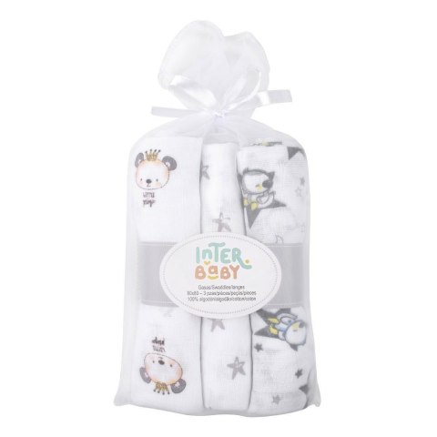 Komplet pieluch muślinowych 3 szt 80 x80 Gasa szary Komplet pieluch muślinowych 3 szt 80 x80 Gasa szary