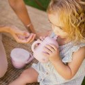 Kubek niekapek z silikonową słomką różowy pudrowy do nauki picia