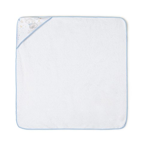 Okrycie kąpielowe 100x100 Słoń biały niebieski ręcznik z kapturkiem bawełniany frotte Okrycie kąpielowe 100x100 Słoń biały niebieski ręcznik z kapturkiem bawełniany frotte