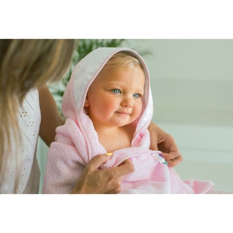Okrycie kąpielowe 100x100 Słoń różowy ręcznik z kapturkiem bawełniany frotte Okrycie kąpielowe 100x100 Słoń różowy ręcznik z kapturkiem bawełniany frotte