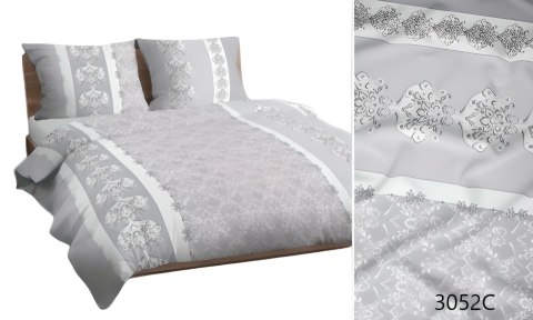 Pościel bawełniana 140x200 szara ornamenty 3052 C bawełna Max
