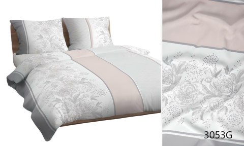Pościel bawełniana 140x200 szara pudrowa kwiaty 3053 G bawełna Max Pościel bawełniana 140x200 szara pudrowa kwiaty 3053 G bawełna Max