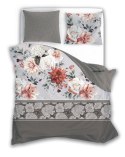 Pościel satynowa 160x200 Pure Sateen 007 beżowa szara kwiaty Faro Pościel satynowa 160x200 Pure Sateen 007 beżowa szara kwiaty Faro