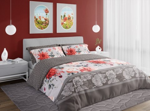 Pościel satynowa 160x200 Pure Sateen 007 beżowa szara kwiaty Faro Pościel satynowa 160x200 Pure Sateen 007 beżowa szara kwiaty Faro