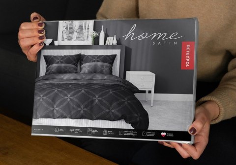 Pościel satynowa 180x200 czarna szara 4679 B Home Satin 40 Pościel satynowa 180x200 czarna szara 4679 B Home Satin 40